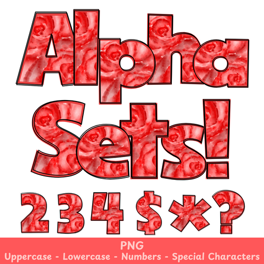 Red Flowers PNG Font