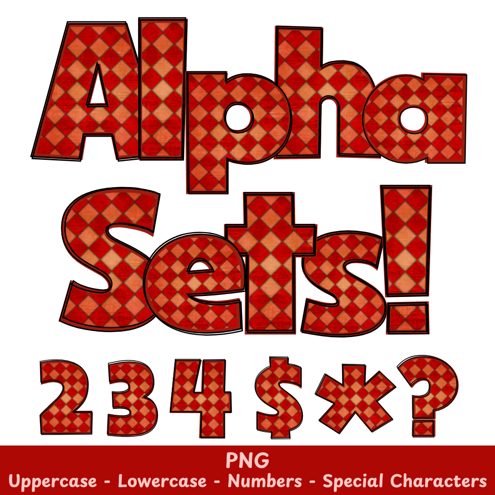 Red/Orange Checkered PNG Font