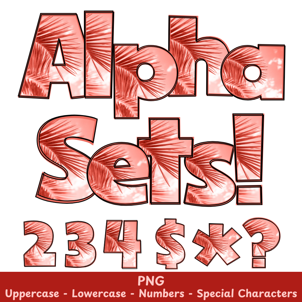 Red Tropical PNG Font