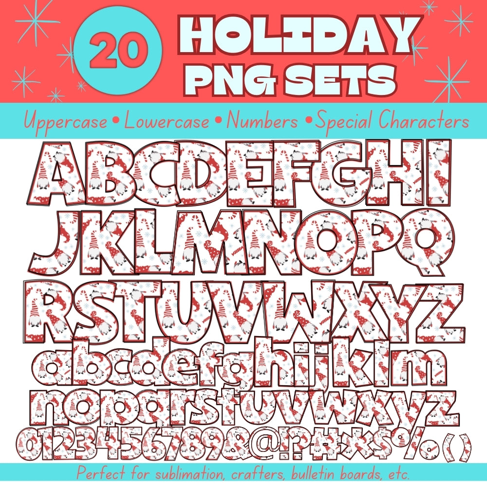 20 Holiday PNG Alphabet Sets Bundle