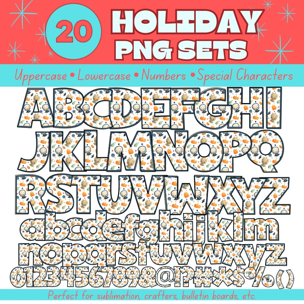 20 Holiday PNG Alphabet Sets Bundle