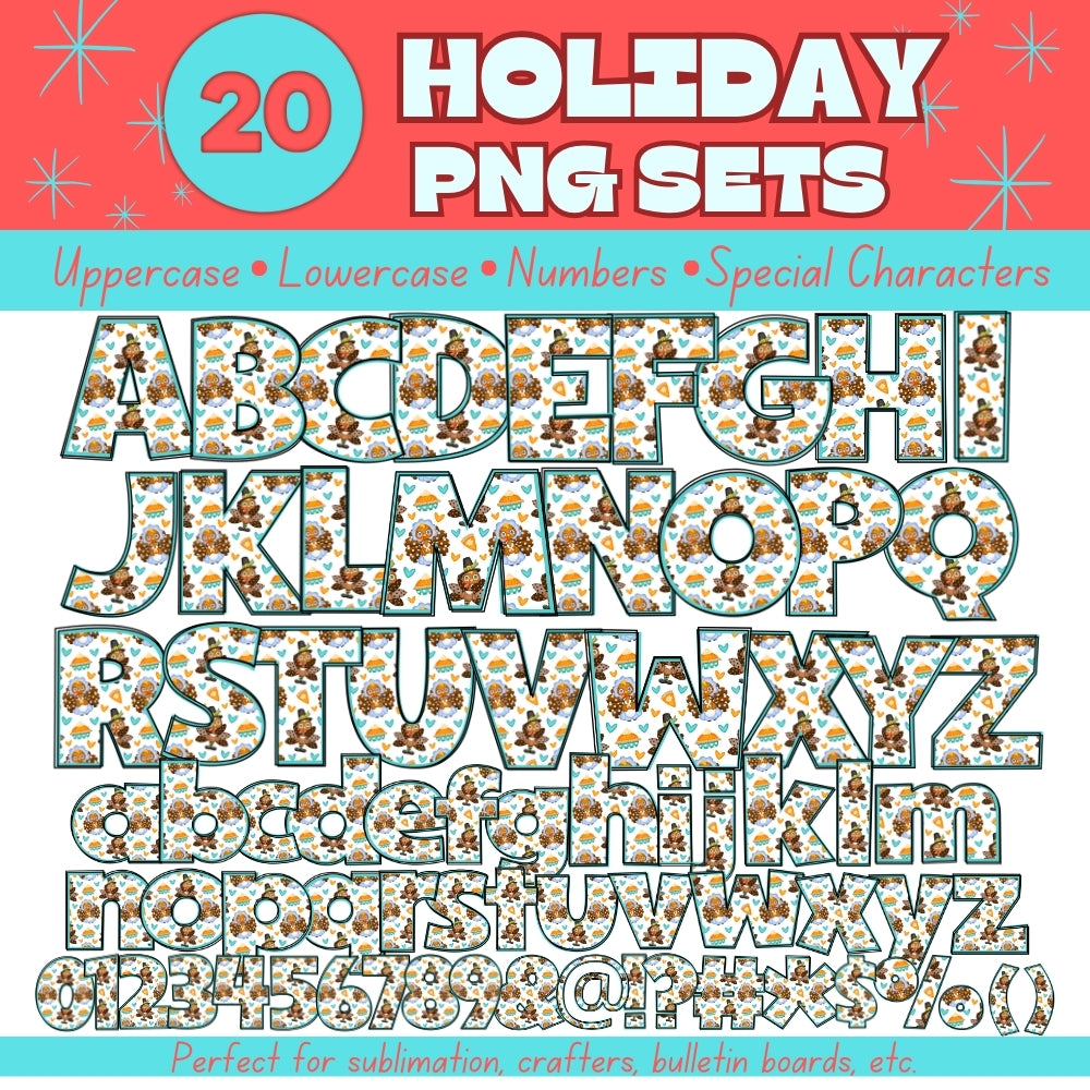 20 Holiday PNG Alphabet Sets Bundle