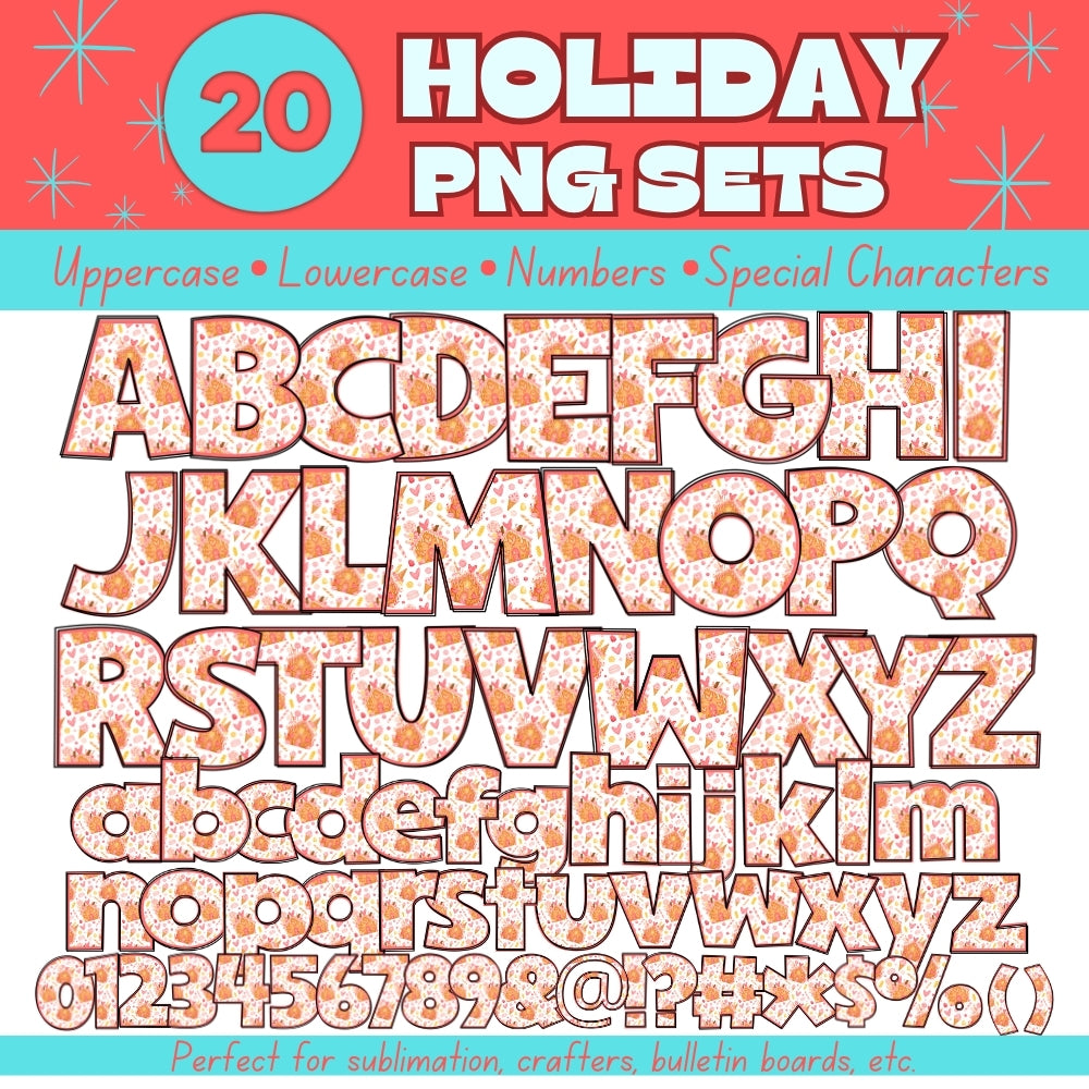 20 Holiday PNG Alphabet Sets Bundle