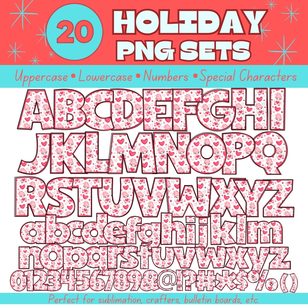 20 Holiday PNG Alphabet Sets Bundle