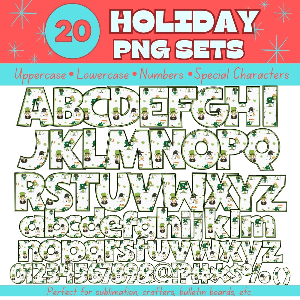 20 Holiday PNG Alphabet Sets Bundle