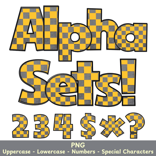 Yellow/Grey Checkered PNG Font