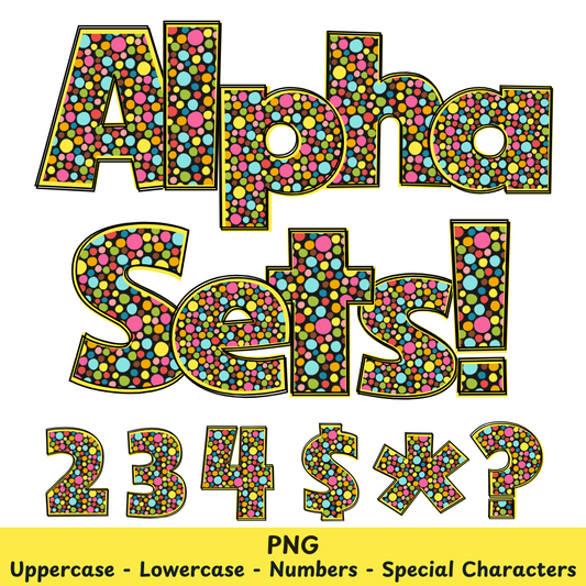 Yellow Polka Dots PNG Font